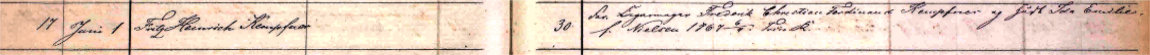 Udsnit af kirkebog, Daab af Fritz Heinrich Kempfner